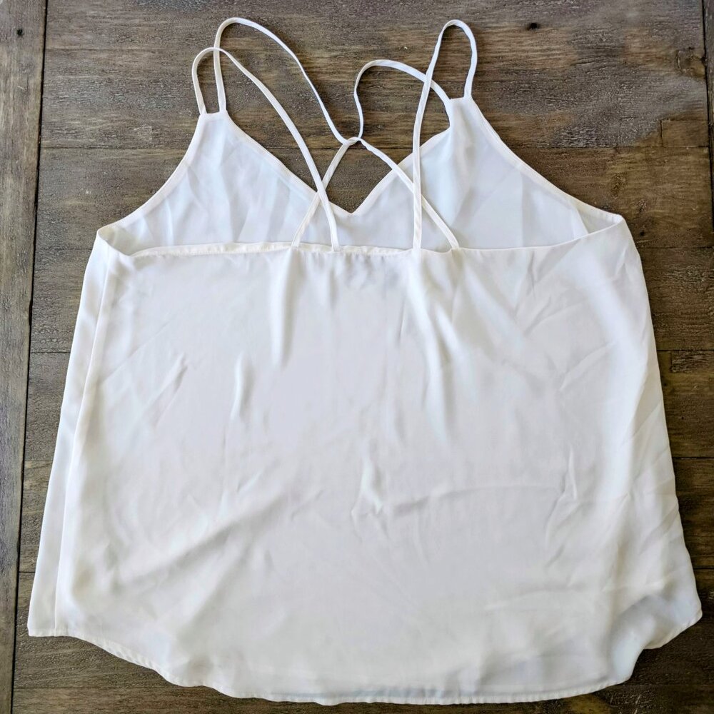Ann Taylor LOFT Ivory V-Neck Lined Camisole Blouse with Spaghetti Straps XXL